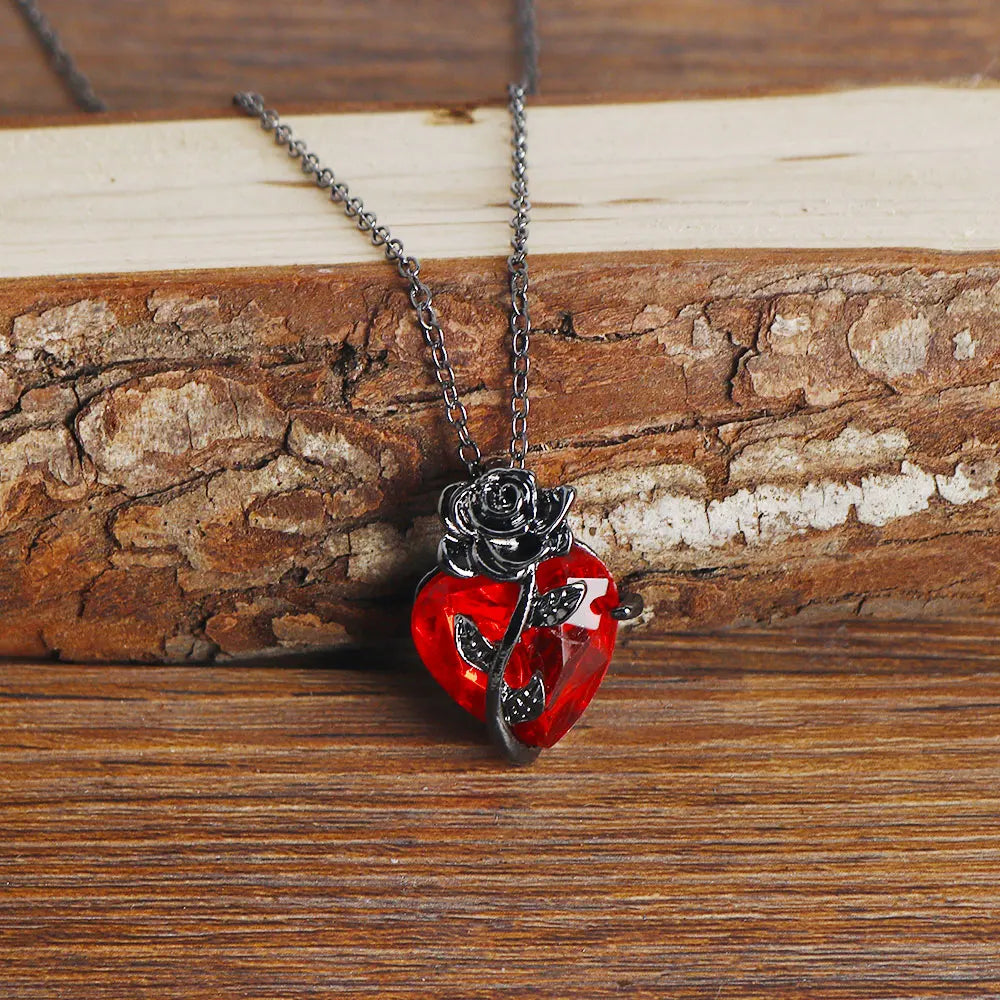 Gothic Rose Heart Necklace