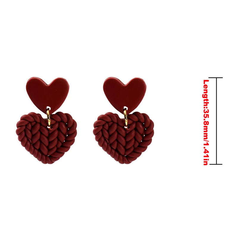 Red Pink Heart Dangle Earrings