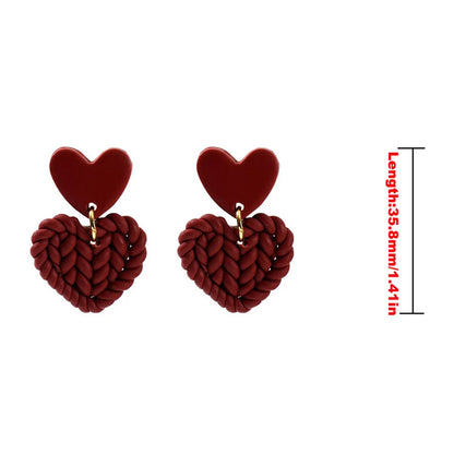 Red Pink Heart Dangle Earrings