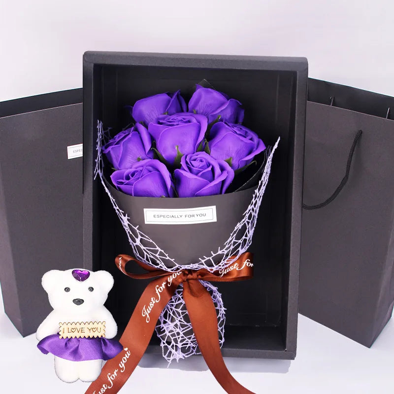 7-Rose Soap Teddy Gift