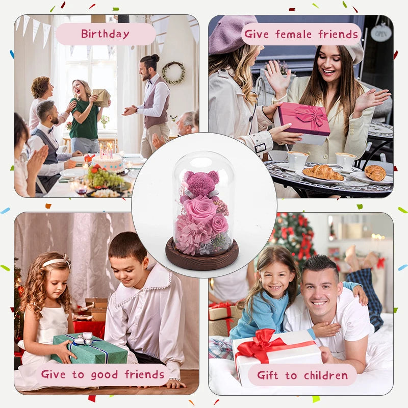 Preserved Rose Teddy Gift Box