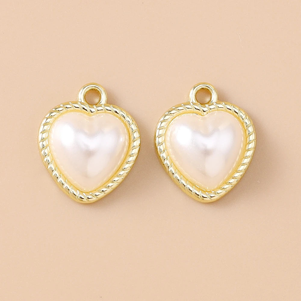 Pearl Heart Charms 10pcs