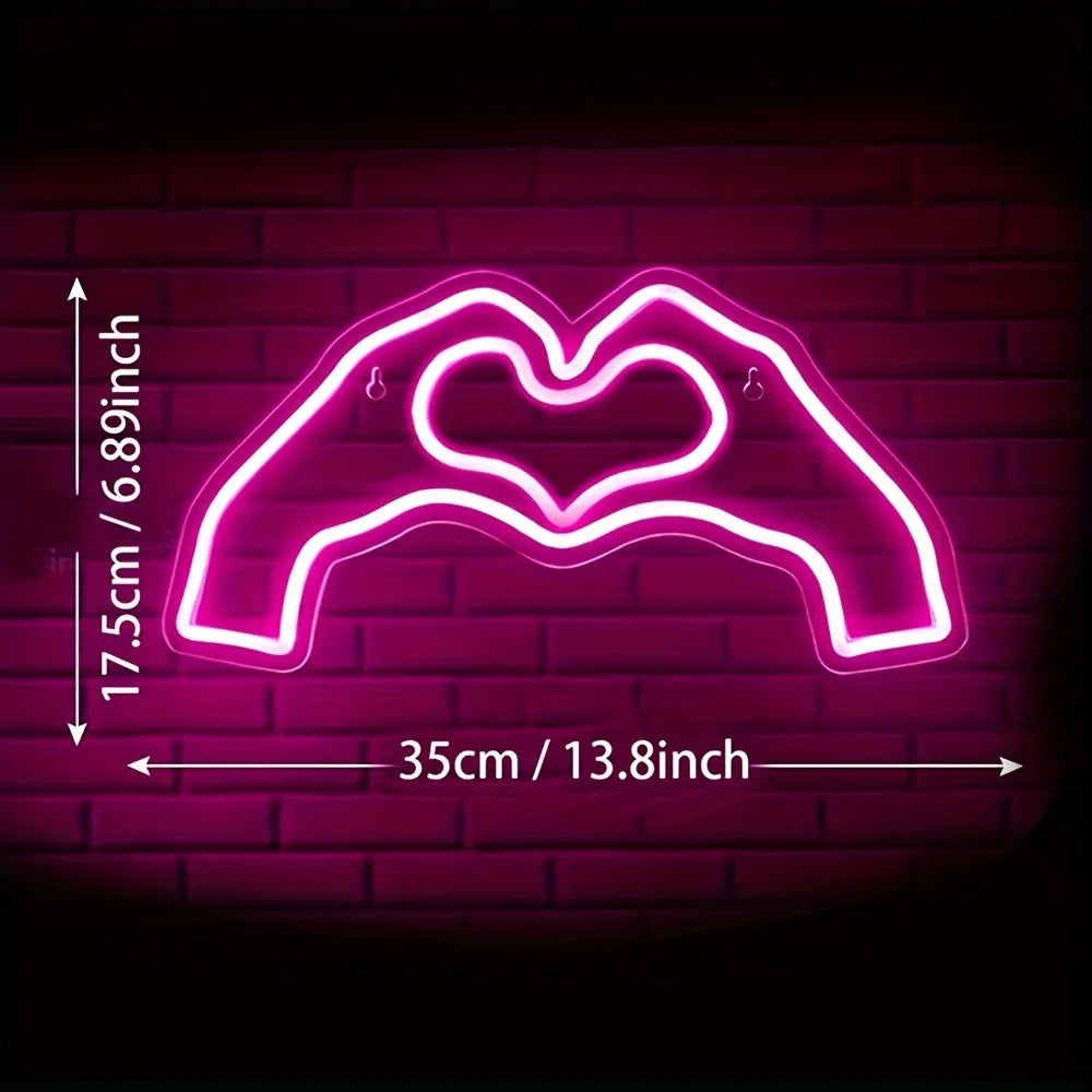 Hand Heart Neon Light