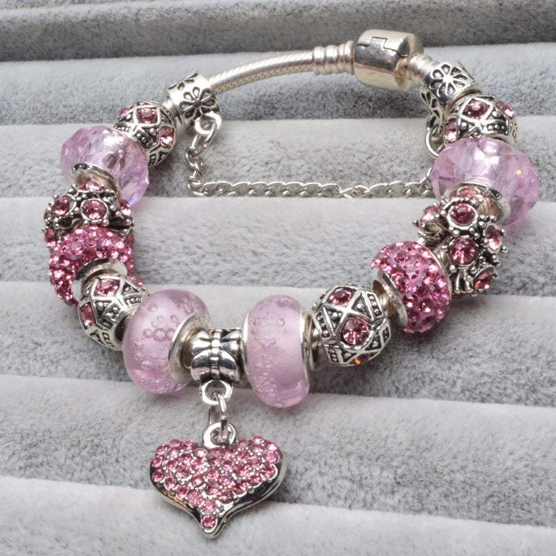 Pink Crystal Bead Bracelet