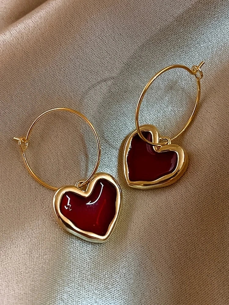 Vintage Heart Drop Earrings