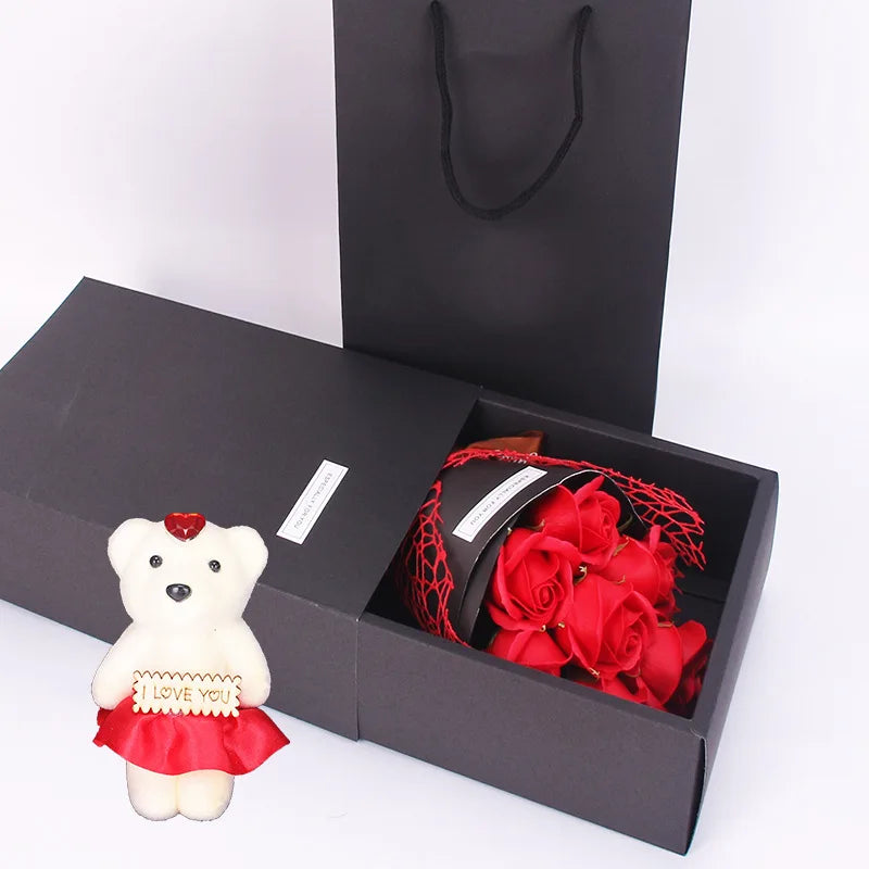 7-Rose Soap Teddy Gift