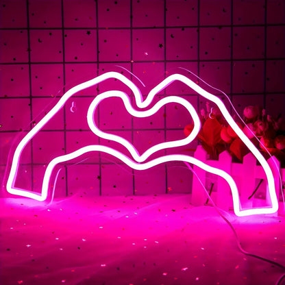 Hand Heart Neon Light