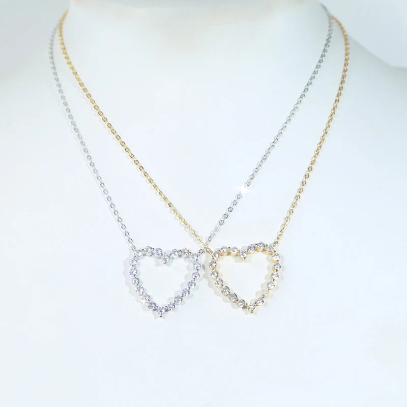 5A CZ Hollow Heart Pendant