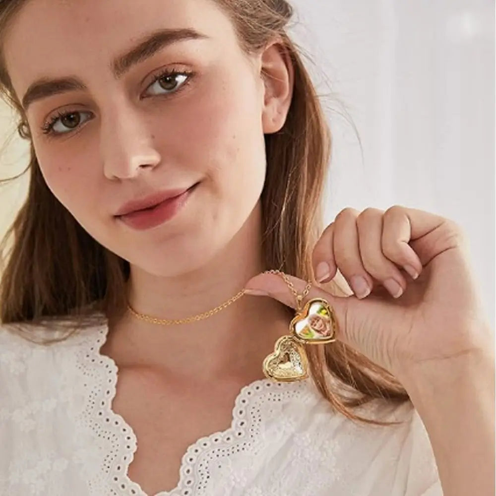 Floral Heart Locket Necklace