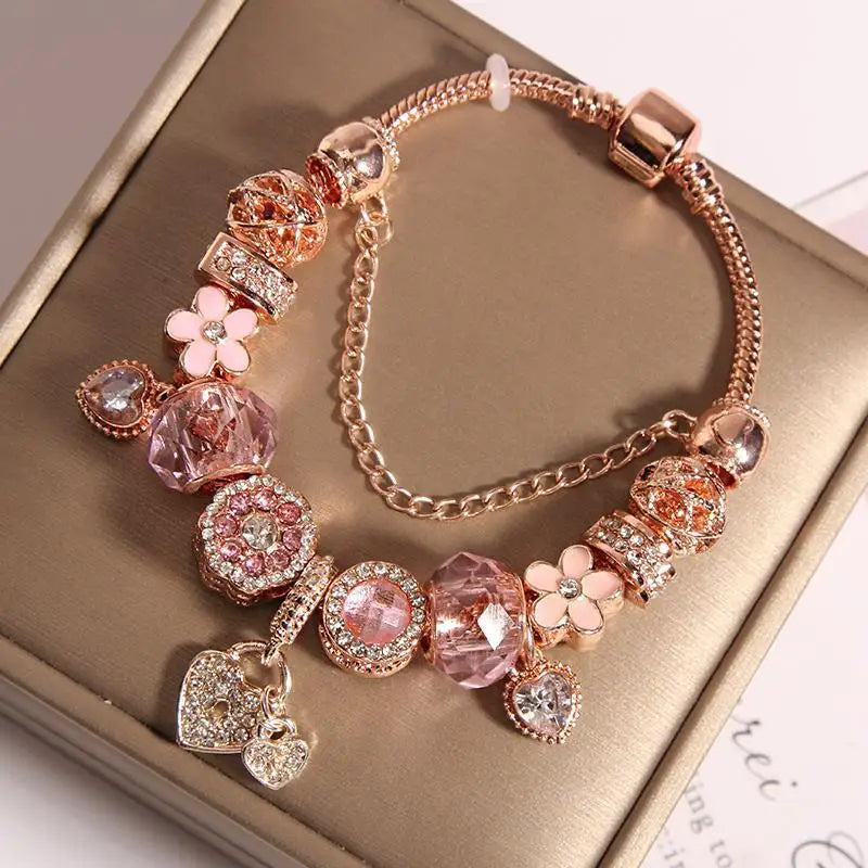 Pink Crystal Bead Bracelet