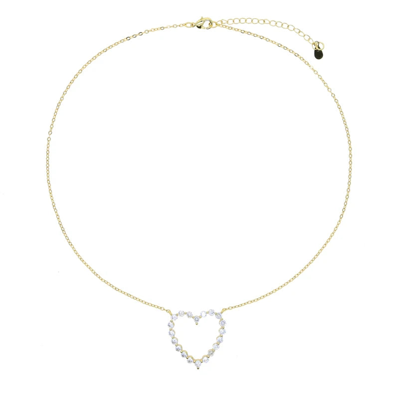 5A CZ Hollow Heart Pendant