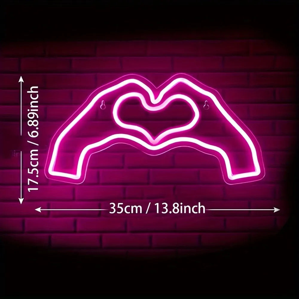Hand Heart Neon Light