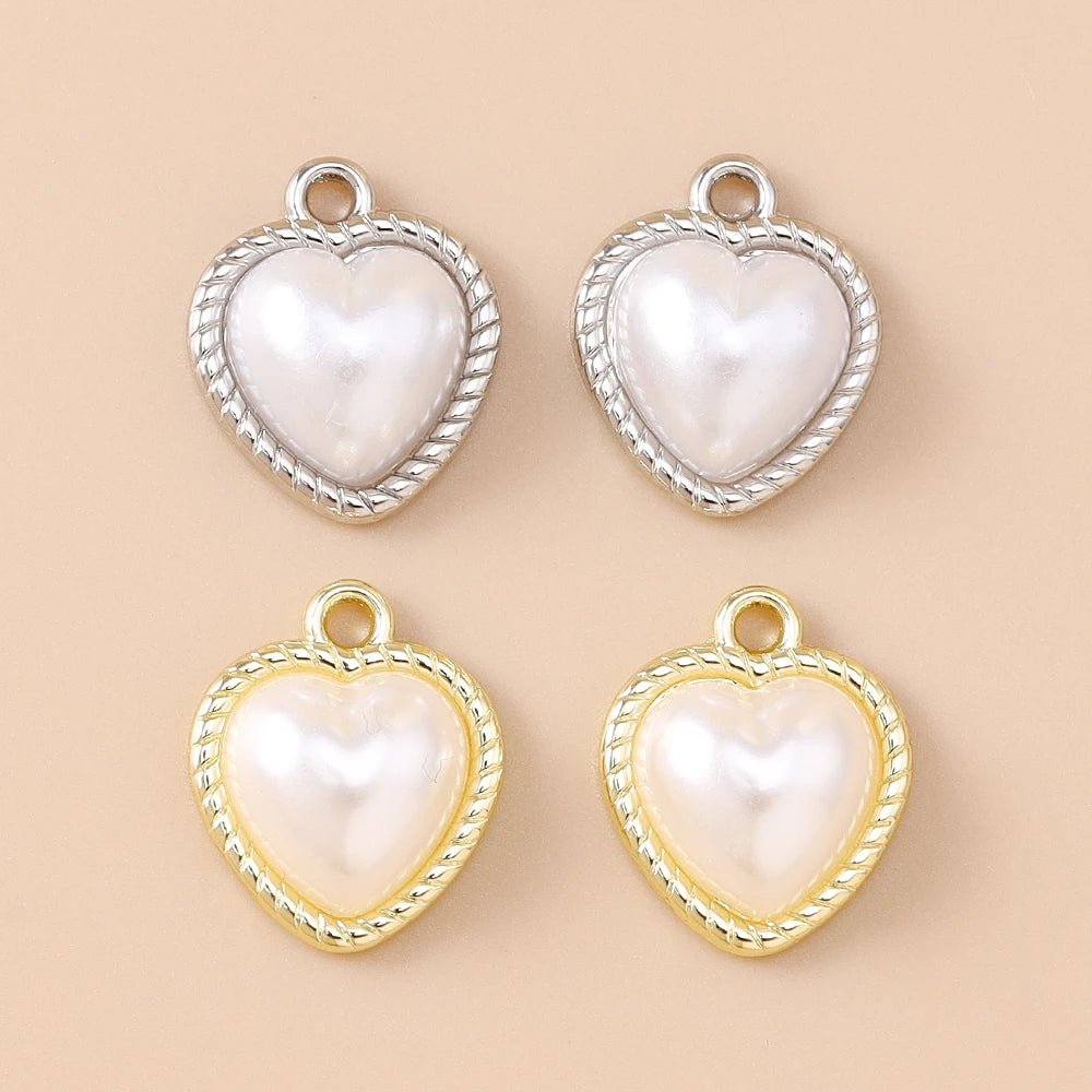 Pearl Heart Charms 10pcs