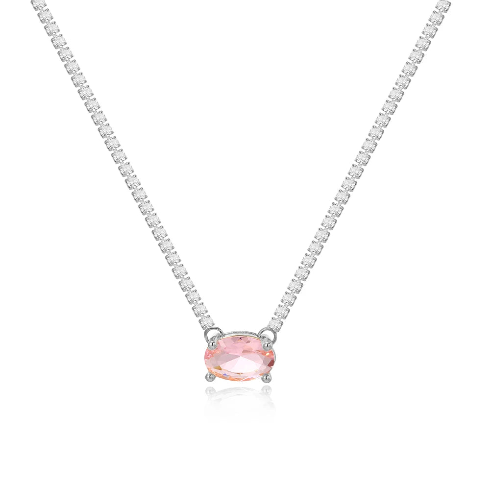 18K CZ Heart Tennis Necklace