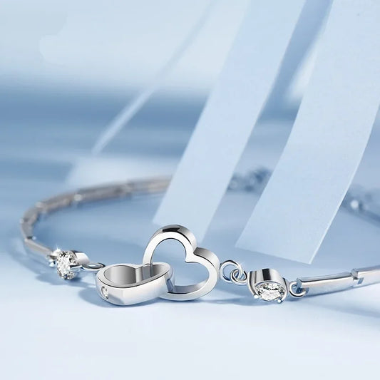 925 Silver Heart Charm Bracelet