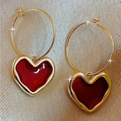 Vintage Heart Drop Earrings