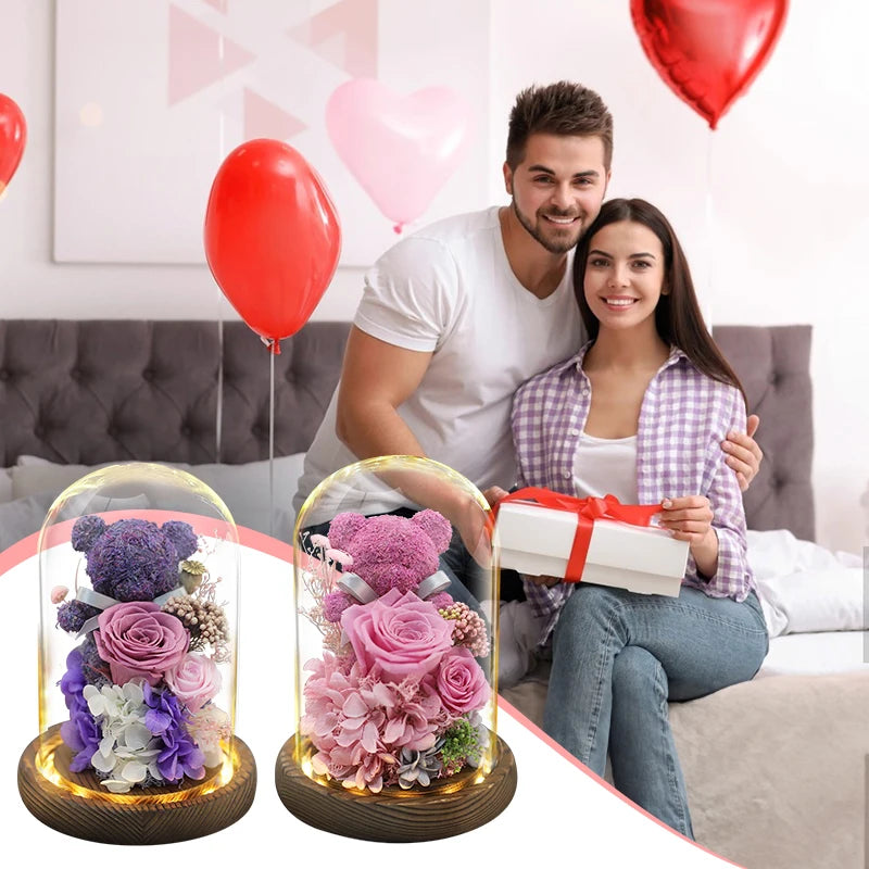 Preserved Rose Teddy Gift Box
