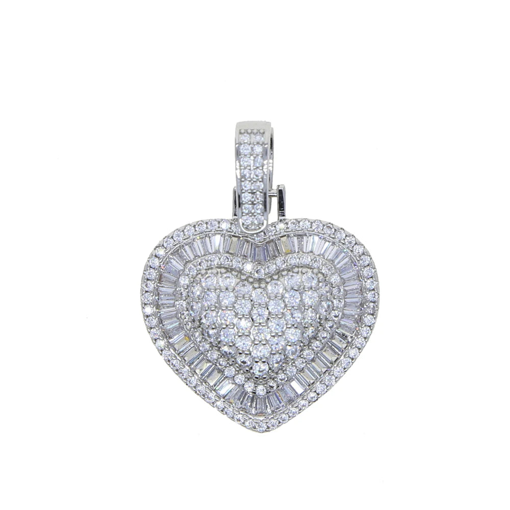Iced CZ Heart Pendant Necklace