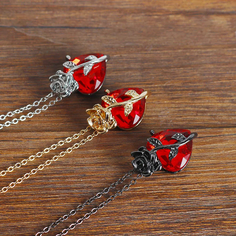Gothic Rose Heart Necklace