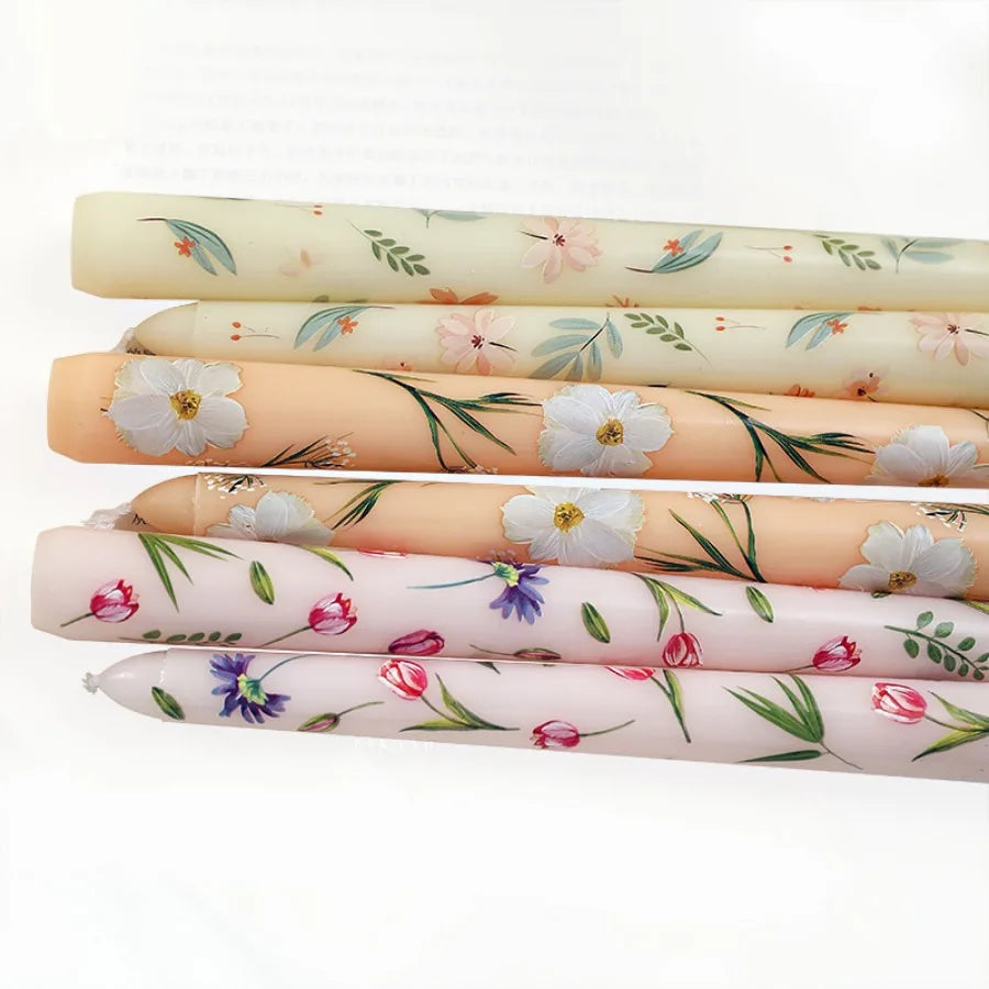 Printed Heart Taper Candles