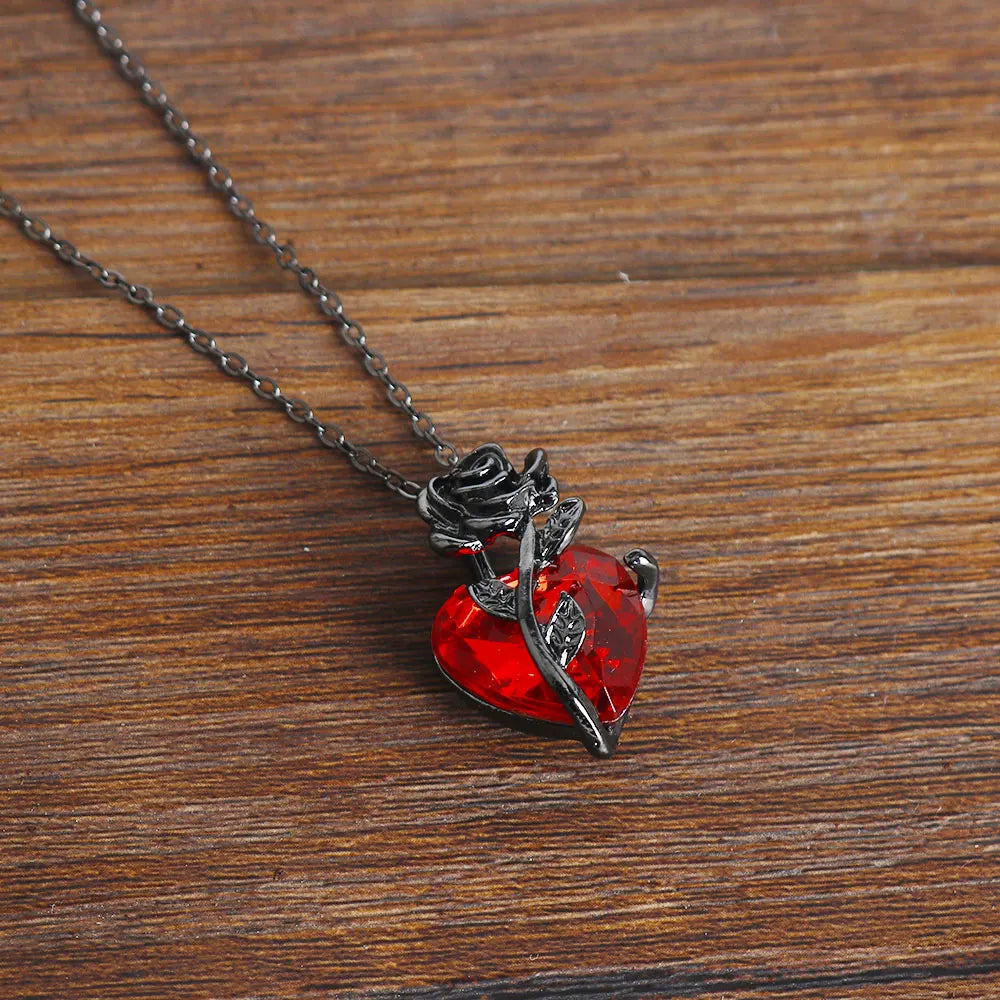Gothic Rose Heart Necklace