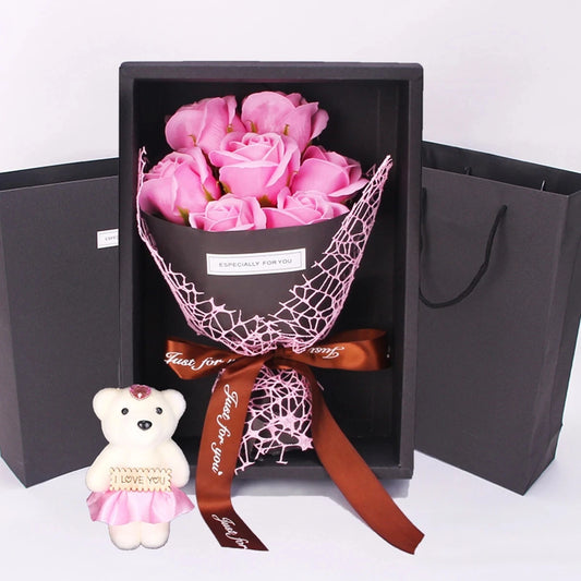 7-Rose Soap Bear Bouquet