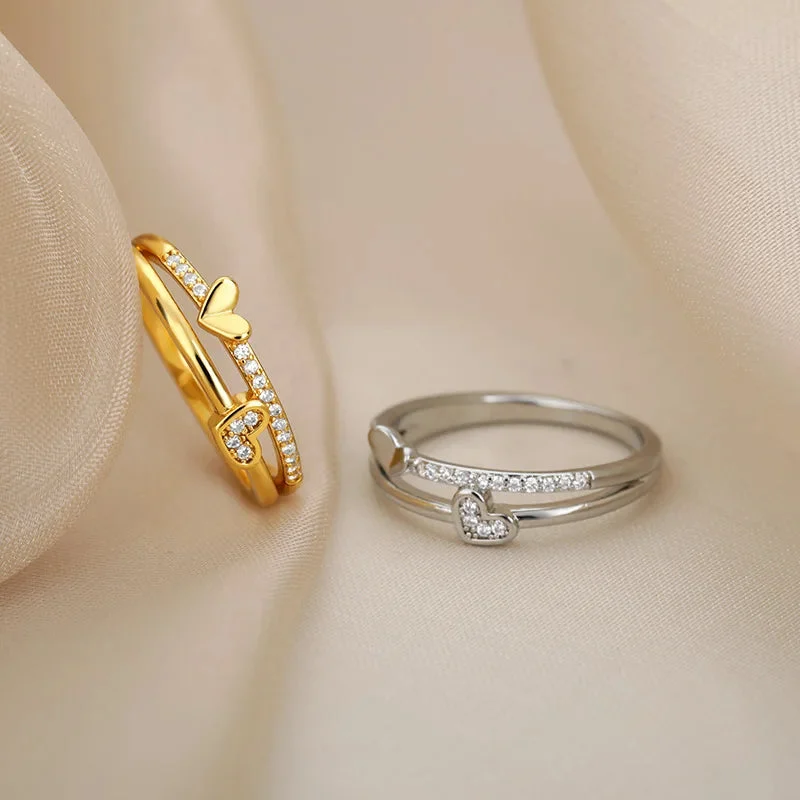 Stainless Double Heart Ring — photo 2