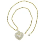 Iced CZ Heart Pendant Necklace — view 9