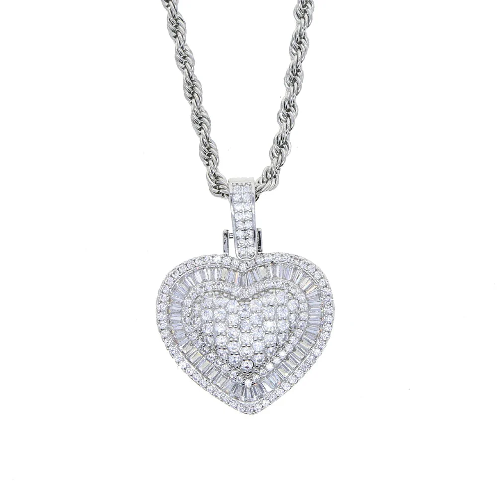 Iced CZ Heart Pendant Necklace — photo 10
