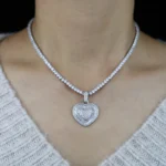 Iced CZ Heart Pendant Necklace — view 14