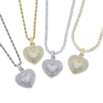 Iced CZ Heart Pendant Necklace — view 16