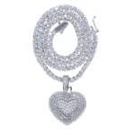 Iced CZ Heart Pendant Necklace — view 8