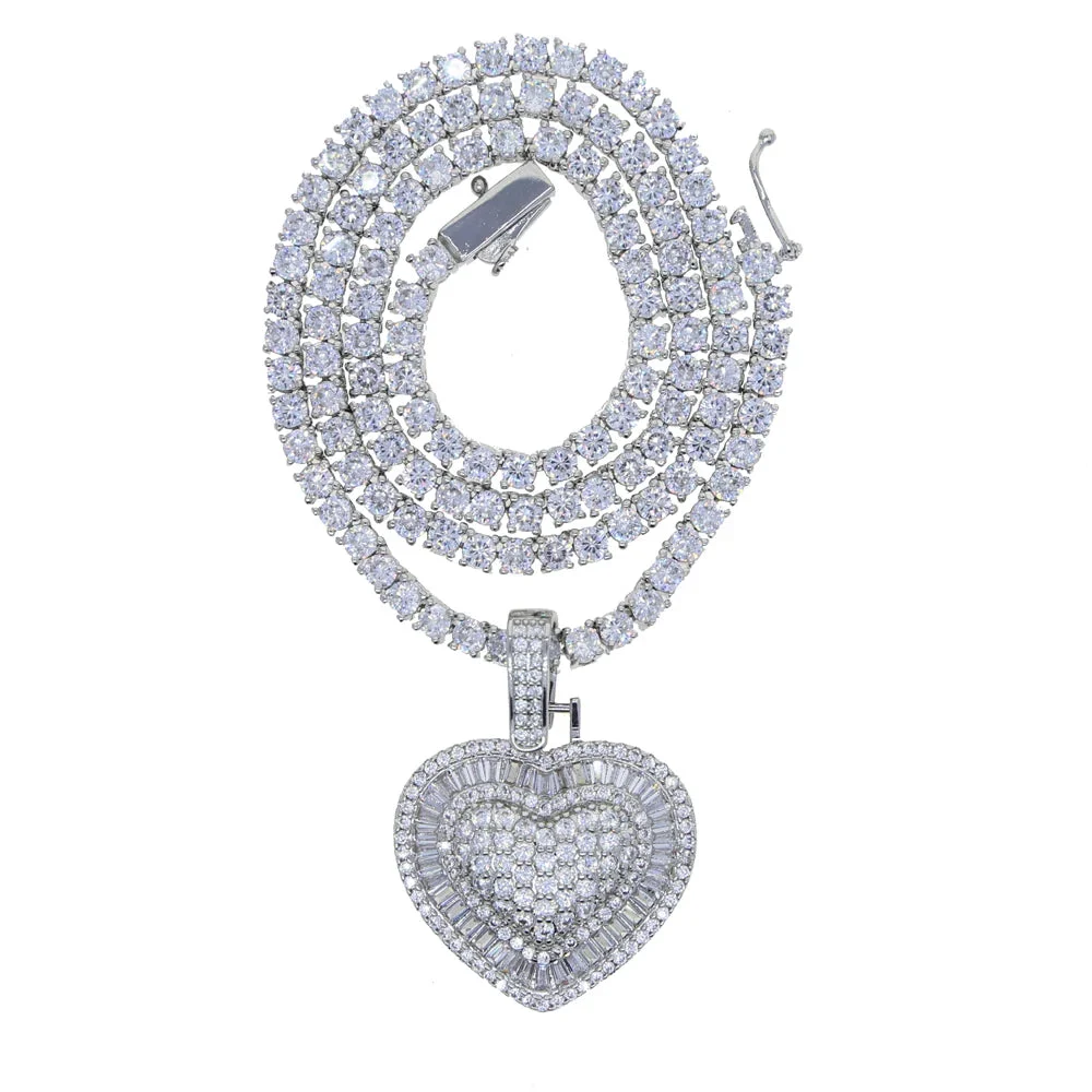 Iced CZ Heart Pendant Necklace — photo 8