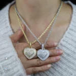 Iced CZ Heart Pendant Necklace — view 12