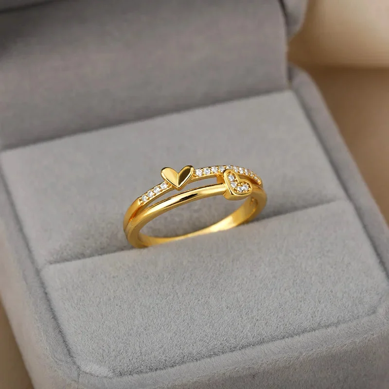 Stainless Double Heart Ring