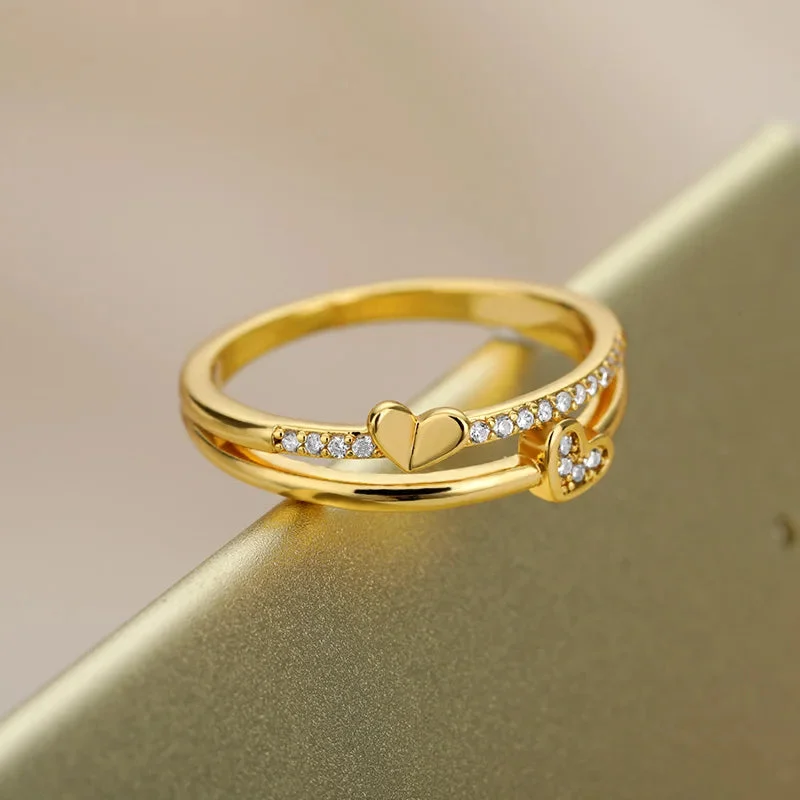 Stainless Double Heart Ring — photo 6