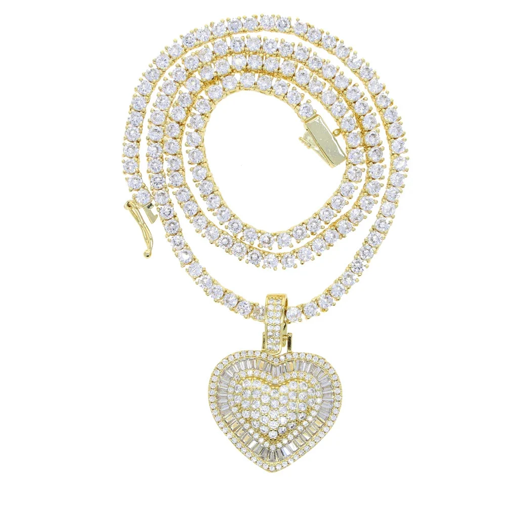 Iced CZ Heart Pendant Necklace — photo 7