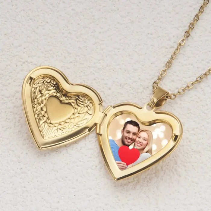 Floral Heart Locket Necklace — view 2