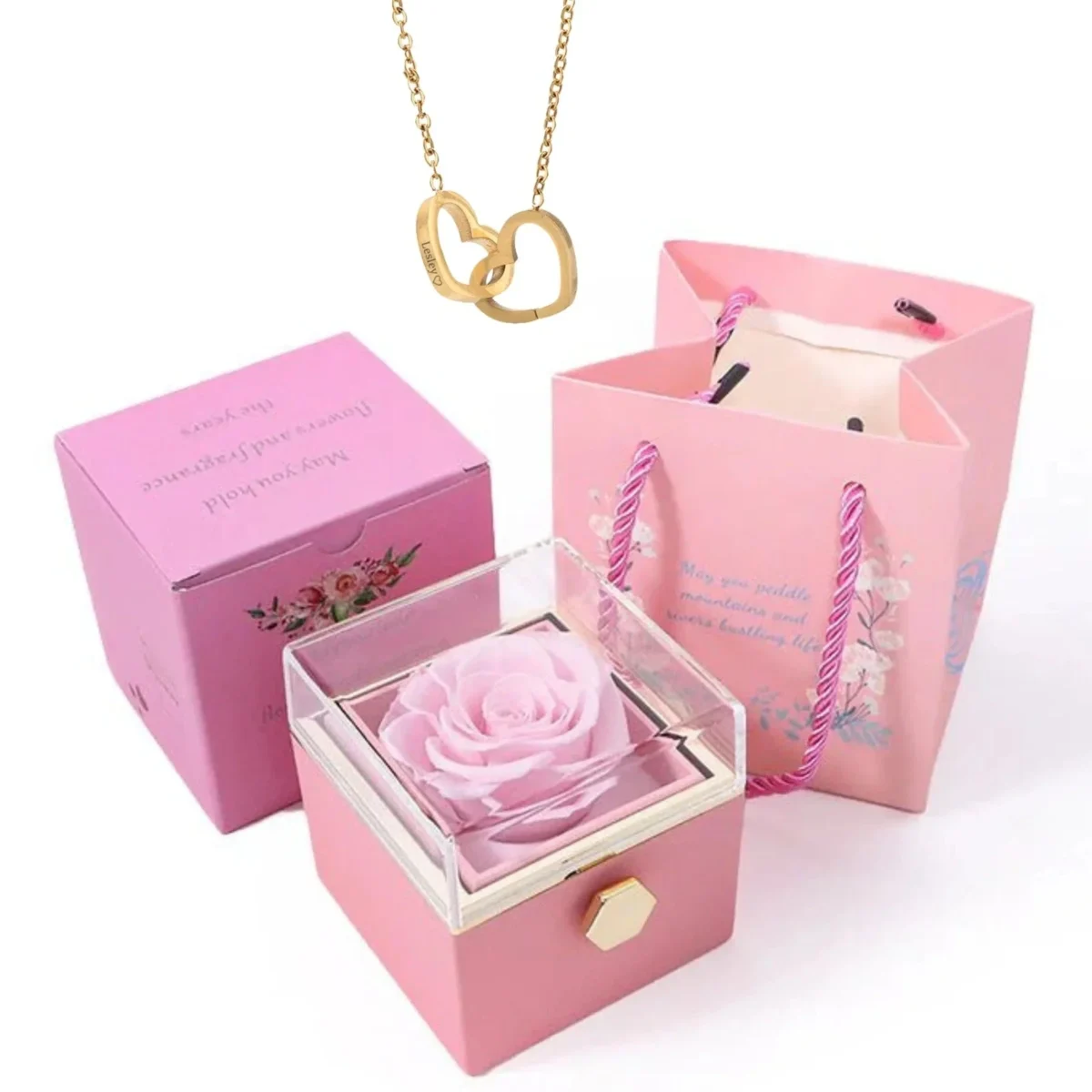 Interlocking Hearts Necklace in a Rose Box — photo 9