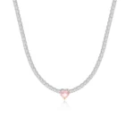 18K CZ Heart Tennis Necklace — view 17