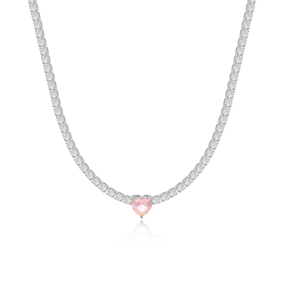 18K CZ Heart Tennis Necklace — photo 17