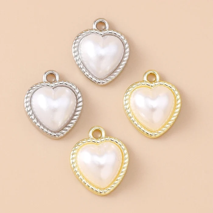 Pearl Heart Charms 10pcs — view 2