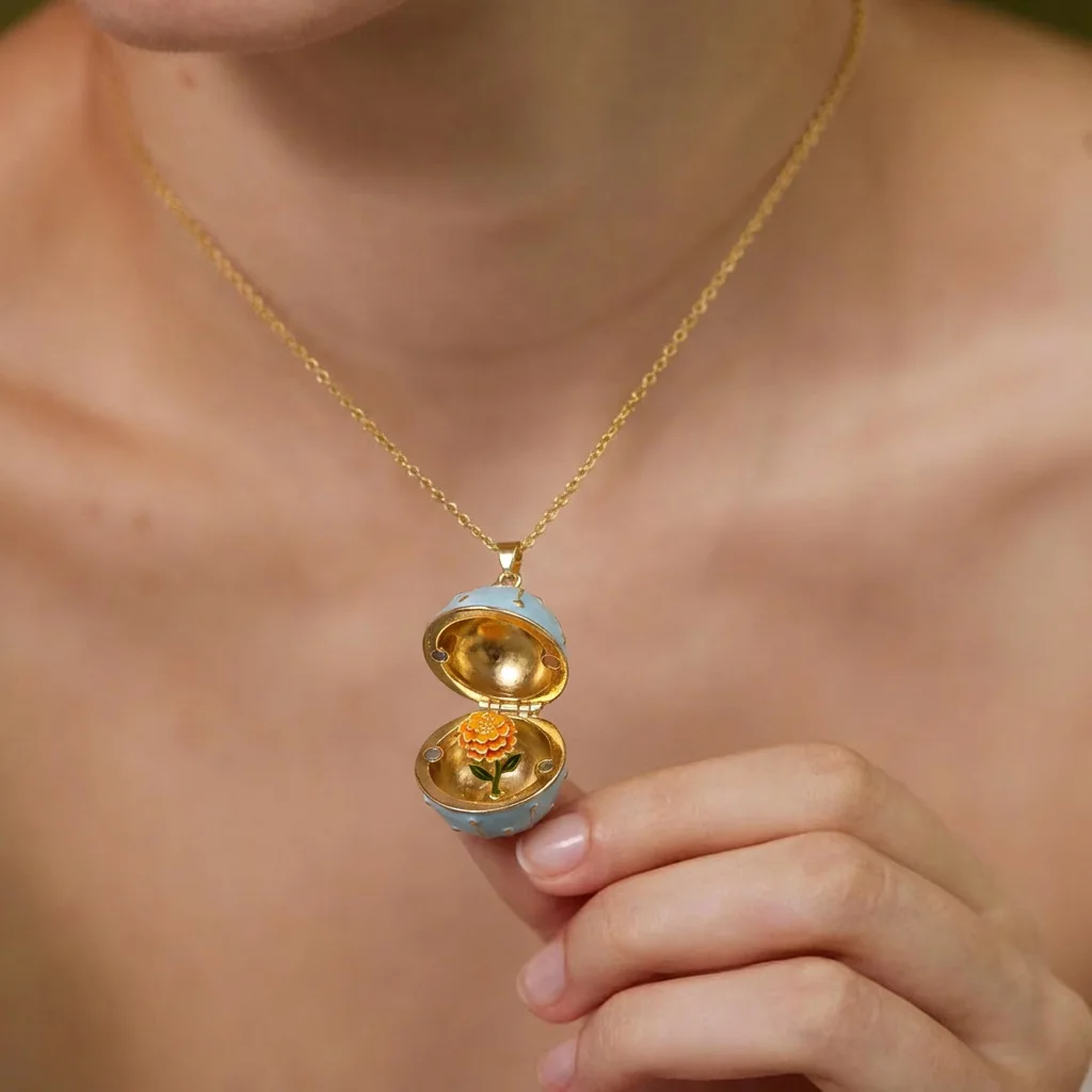 Birth Flower Locket Necklace — photo 3