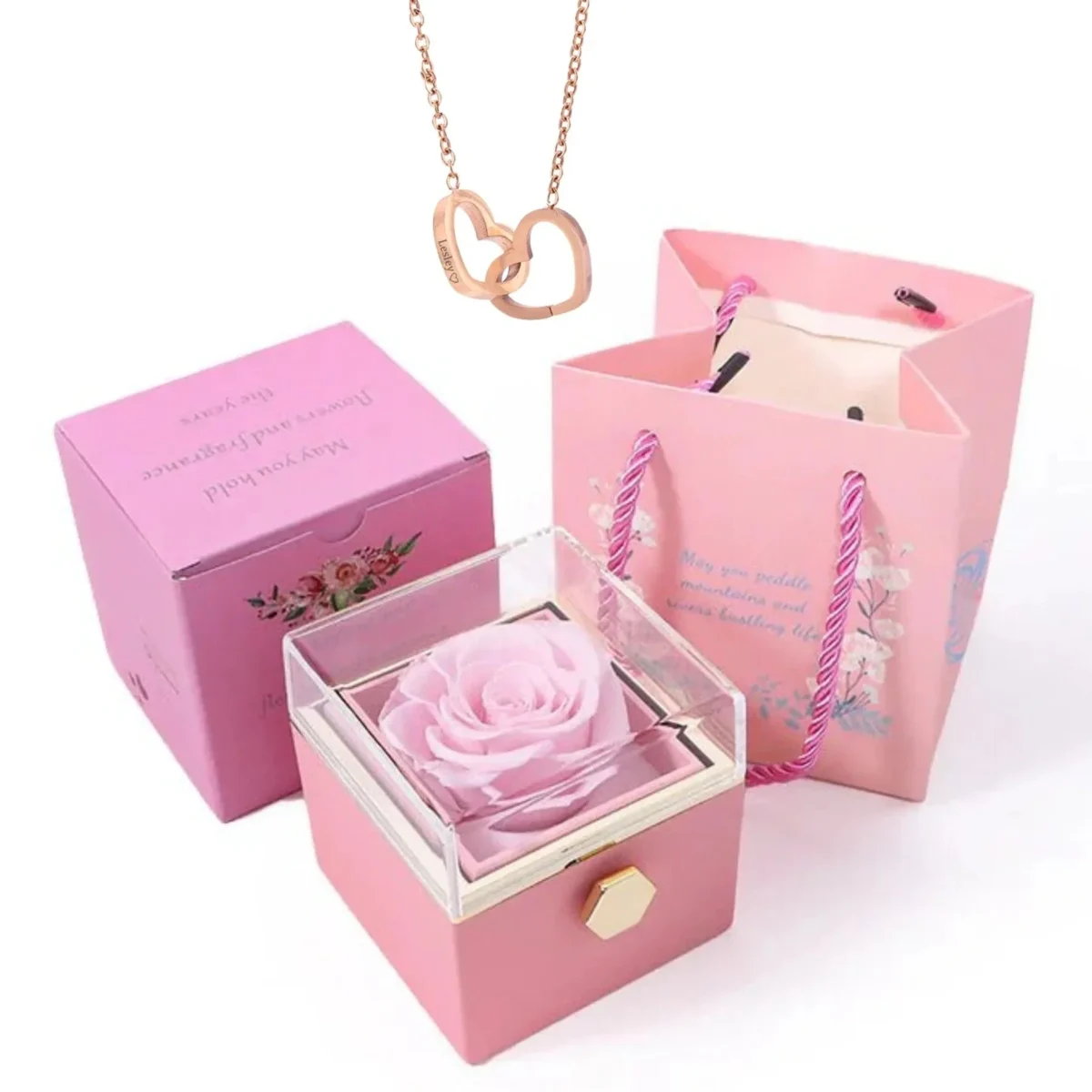 Interlocking Hearts Necklace in a Rose Box — photo 4