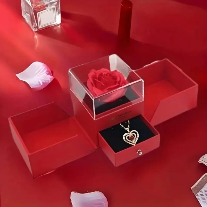The creative double-door eternal rose jewelry box  — view 2