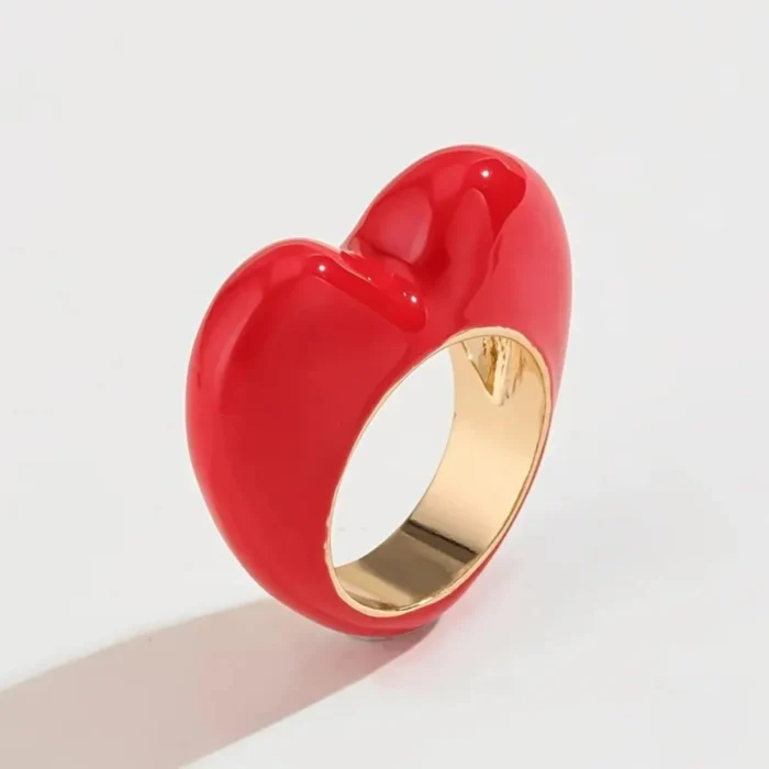 Enamel Heart Love Ring — view 2