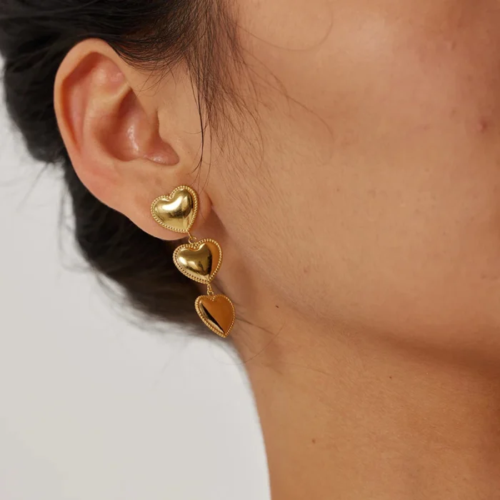 18K Plated Heart Earrings — view 2