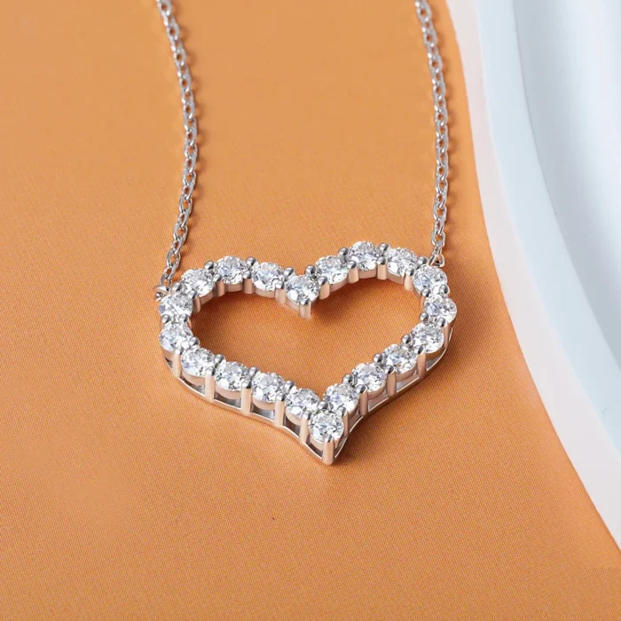 Open Heart Moissanite Necklace