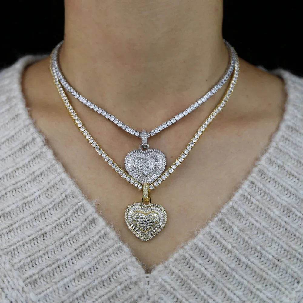 Iced CZ Heart Pendant Necklace — photo 4