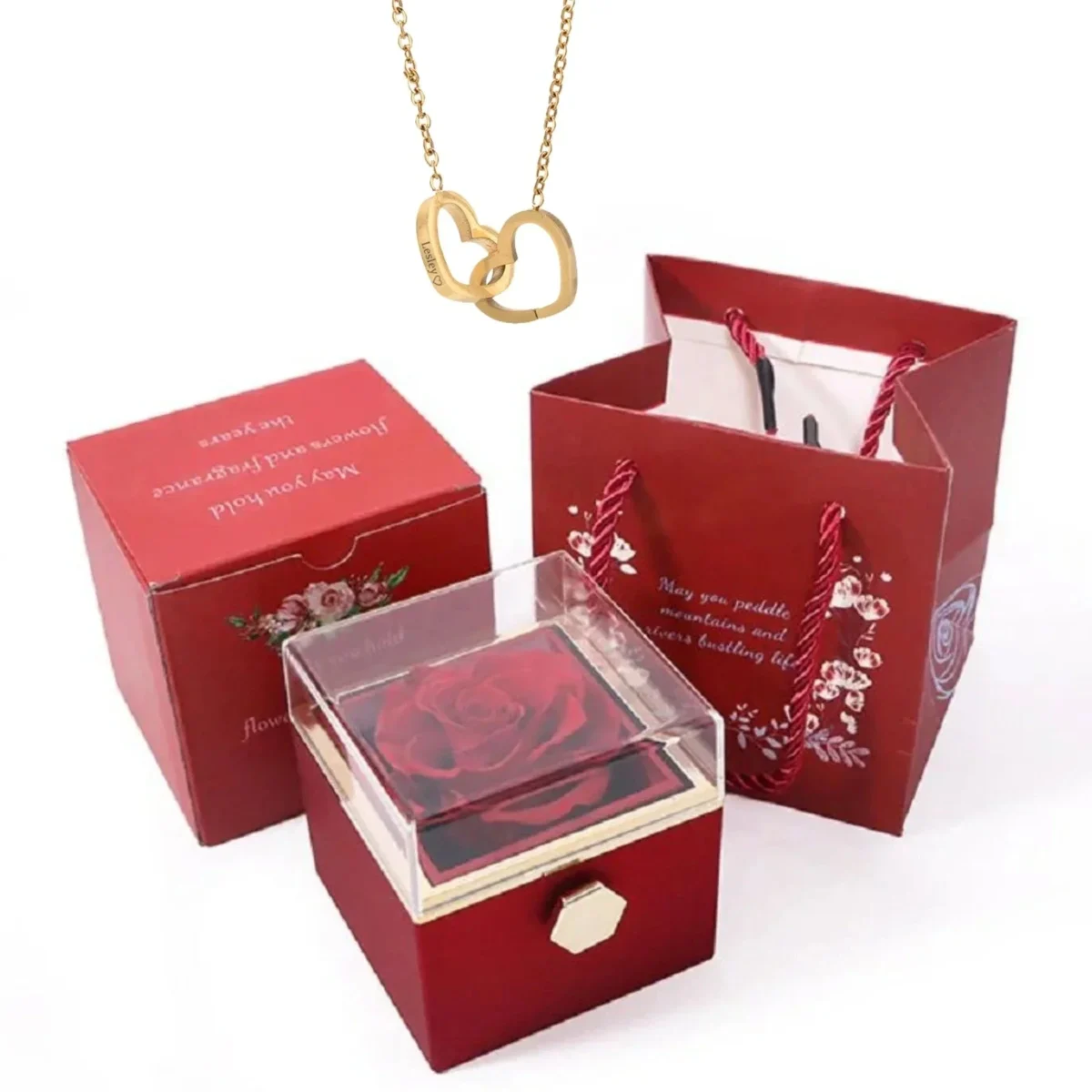 Interlocking Hearts Necklace in a Rose Box — photo 5